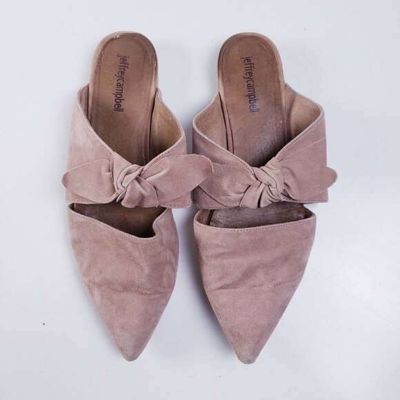 Jeffrey Campbell Charlin Womens Pointed Toe Mule Bow Flat Pink Suede Size 9 - Picture 7 of 11